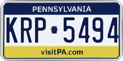 PA license plate KRP5494