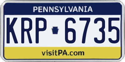 PA license plate KRP6735