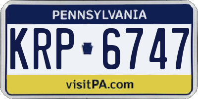 PA license plate KRP6747