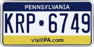 PA license plate KRP6749