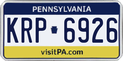PA license plate KRP6926