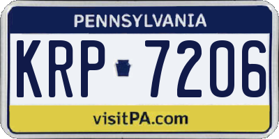 PA license plate KRP7206