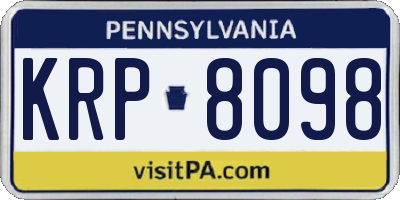PA license plate KRP8098