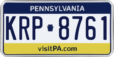 PA license plate KRP8761