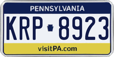PA license plate KRP8923