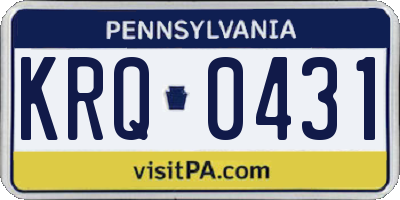 PA license plate KRQ0431