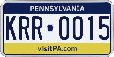 PA license plate KRR0015