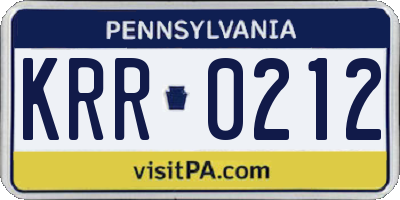 PA license plate KRR0212