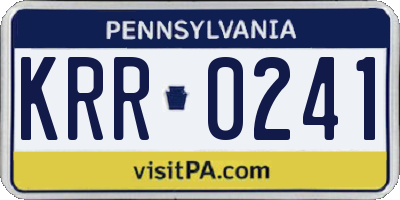 PA license plate KRR0241