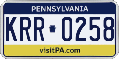 PA license plate KRR0258
