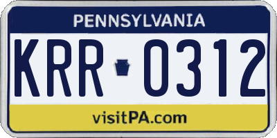 PA license plate KRR0312