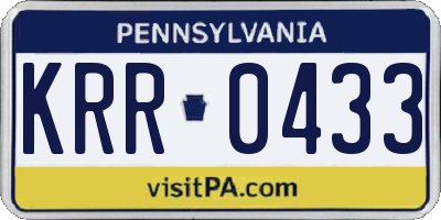 PA license plate KRR0433