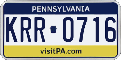 PA license plate KRR0716