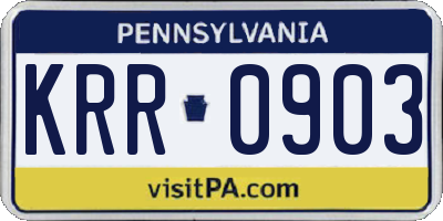 PA license plate KRR0903