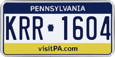PA license plate KRR1604