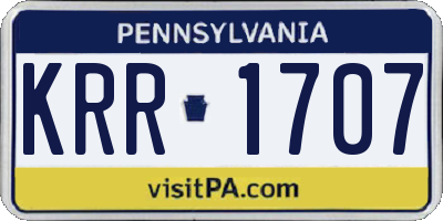 PA license plate KRR1707