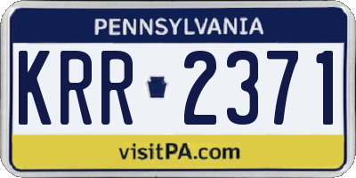 PA license plate KRR2371