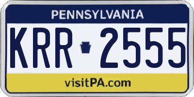 PA license plate KRR2555