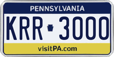 PA license plate KRR3000