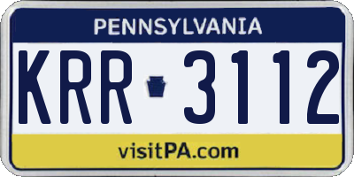 PA license plate KRR3112