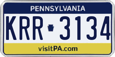 PA license plate KRR3134