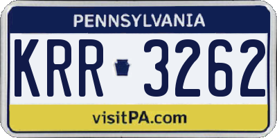 PA license plate KRR3262