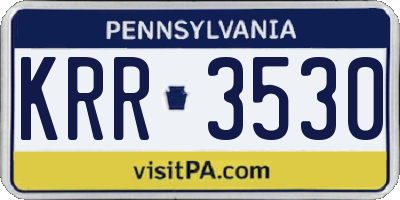 PA license plate KRR3530