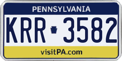 PA license plate KRR3582