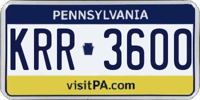 PA license plate KRR3600
