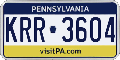 PA license plate KRR3604
