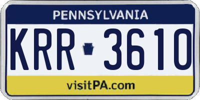 PA license plate KRR3610
