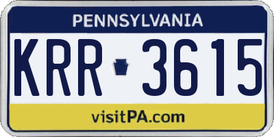 PA license plate KRR3615
