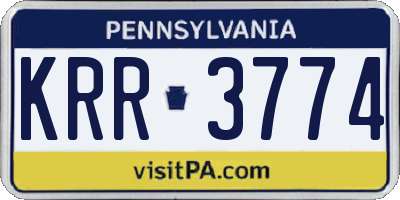 PA license plate KRR3774