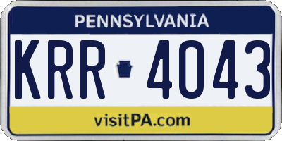 PA license plate KRR4043