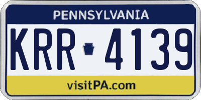 PA license plate KRR4139