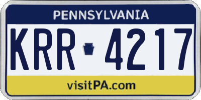 PA license plate KRR4217