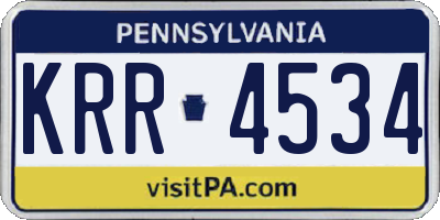 PA license plate KRR4534