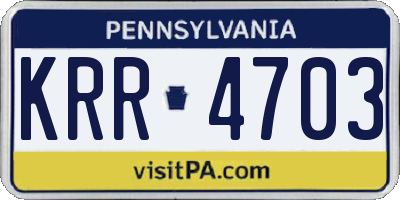 PA license plate KRR4703