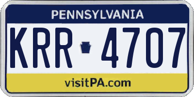 PA license plate KRR4707