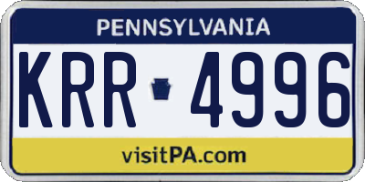 PA license plate KRR4996
