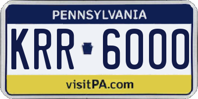 PA license plate KRR6000