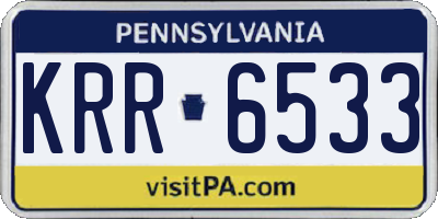 PA license plate KRR6533