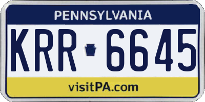 PA license plate KRR6645