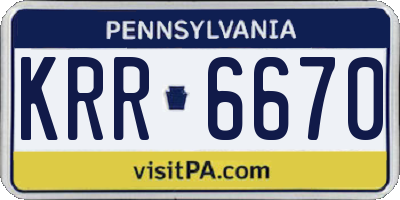 PA license plate KRR6670