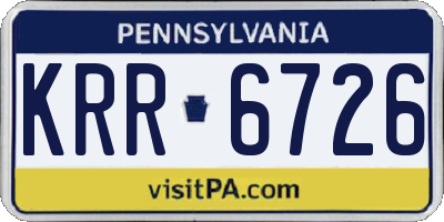 PA license plate KRR6726