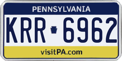 PA license plate KRR6962