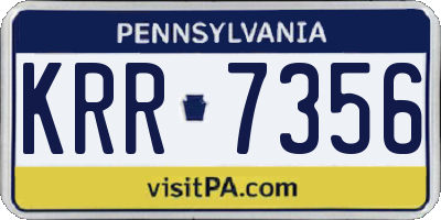 PA license plate KRR7356