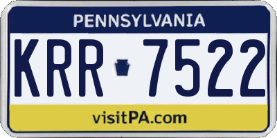 PA license plate KRR7522