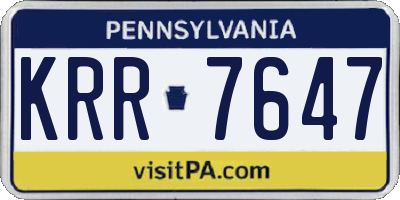 PA license plate KRR7647