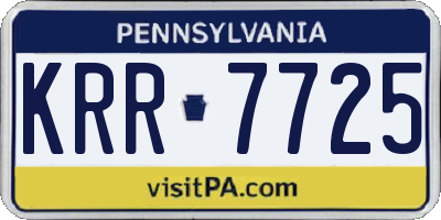 PA license plate KRR7725